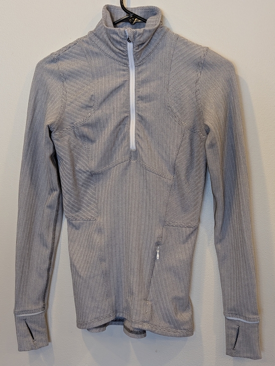 lululemon athletica Tops - Lululemon Kanto Catch Me Light Gray Half-Zip Active Pullover Herringbone Size 2